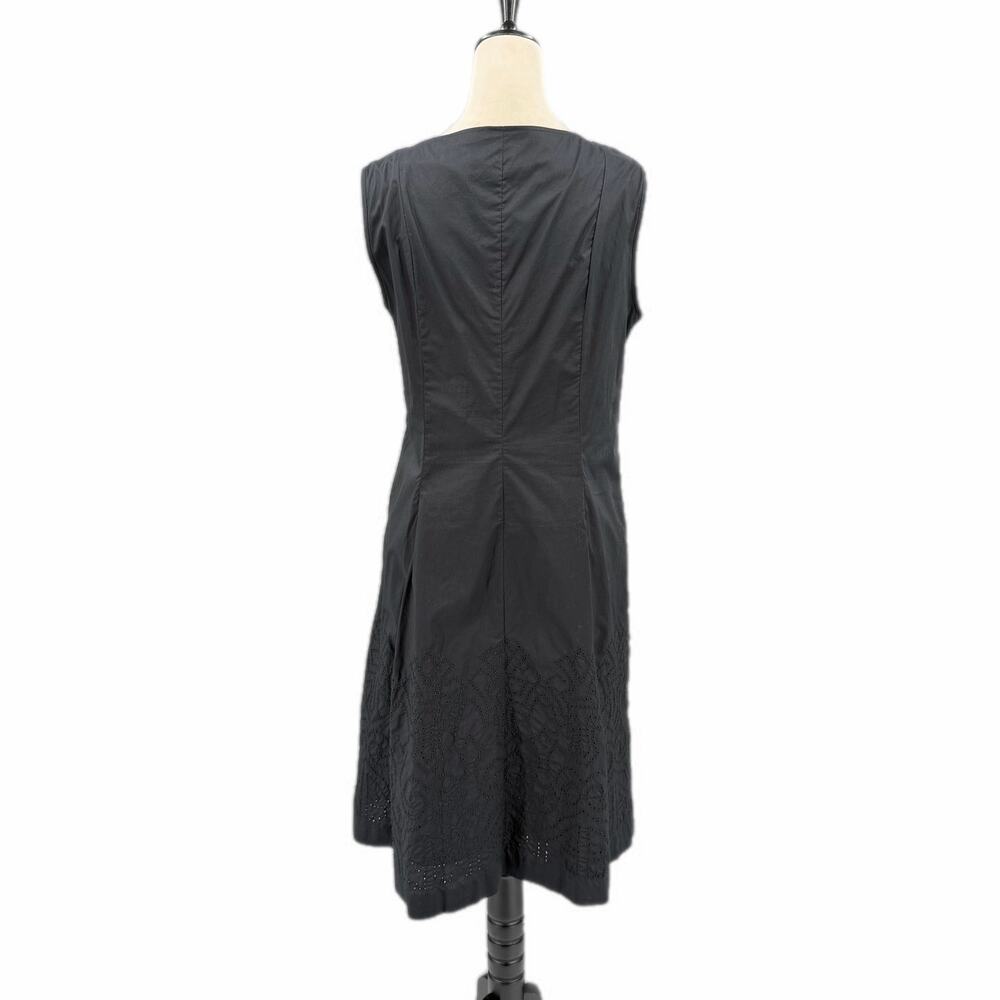 Talbots PETITE Black Fit & Flare Sleeveless V-neck Embroidered Cotton Mini Dress - Picture 2 of 11
